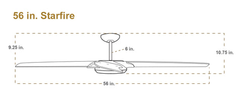 TroposAir Starfire ceiling fan dimensions