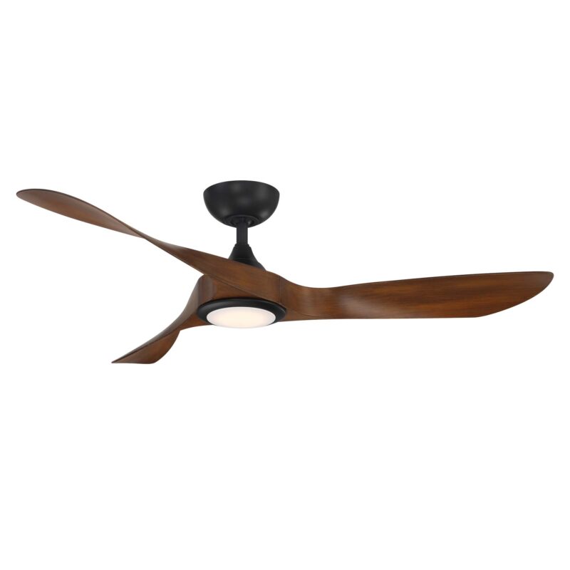 54 inch Swirl by WAC Smart Fans - Matte Black and Distressed Koa