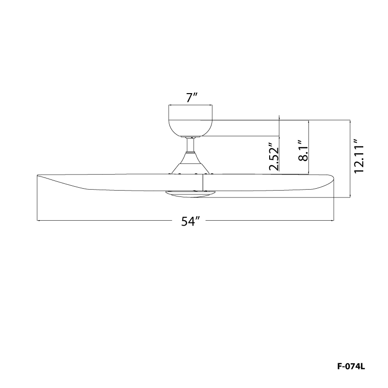 54 inch Swirl Ceiling Fan by WAC dimensions