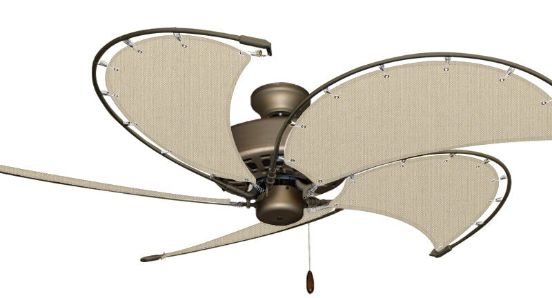 52 inch Nautical Dixie Belle Ceiling Fan - Classic Khaki Canvas Blades