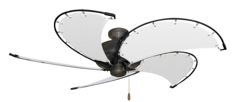 52 inch Nautical Dixie Belle Ceiling Fan - Classic White Canvas Blades - Image 3