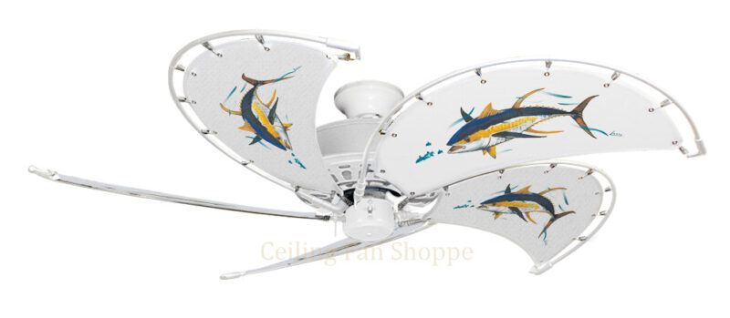 52 inch Nautical Dixie Belle Ceiling Fan - Tuna - Game Fish of the Florida Keys Custom Canvas Blades - Image 5