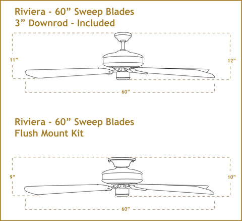 60 inch Riviera ceiling fan dimensions