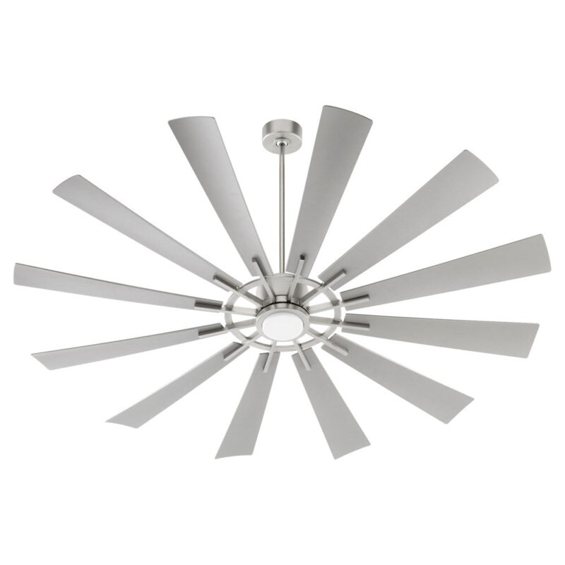 CIRQUE 72 inch 12-Blade Ceiling Fan by Quorum - Satin Nickel