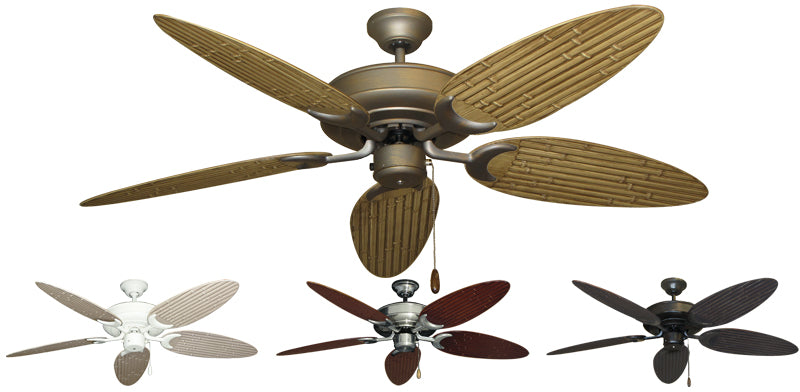 52 inch Raindance Ceiling Fan - Bamboo or Palm Style Reversible Blades